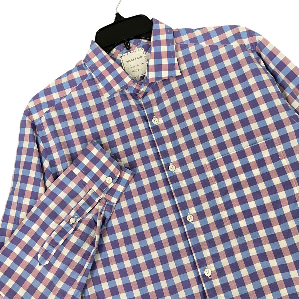 Billy Reid Fit 1 Shirt Men M Gingham Check Chest Pocket Business Casual Workwear